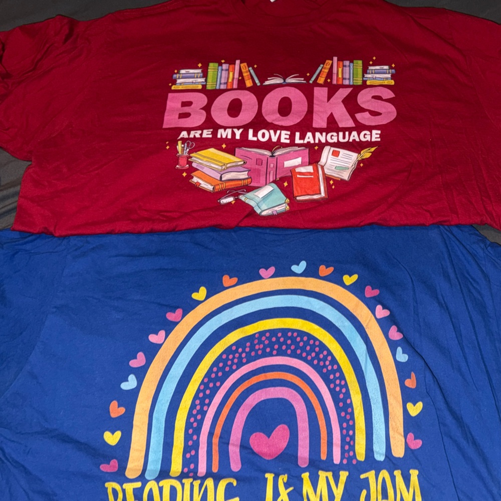 Gildan Blue T-Shirt with Rainbow Graphic